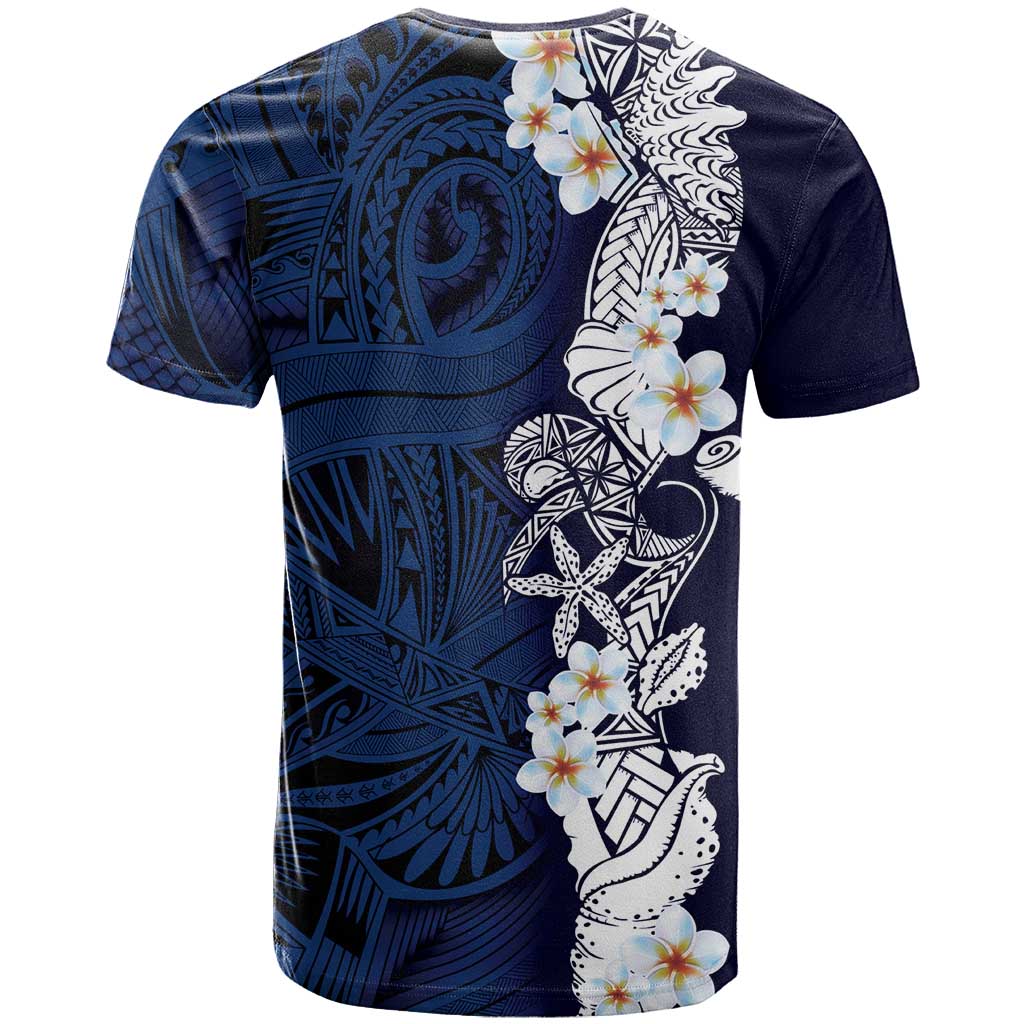 Blue Samoa Tattoo T Shirt Plumeria Samoan Ocean Tatau Pattern - Polynesian Pride