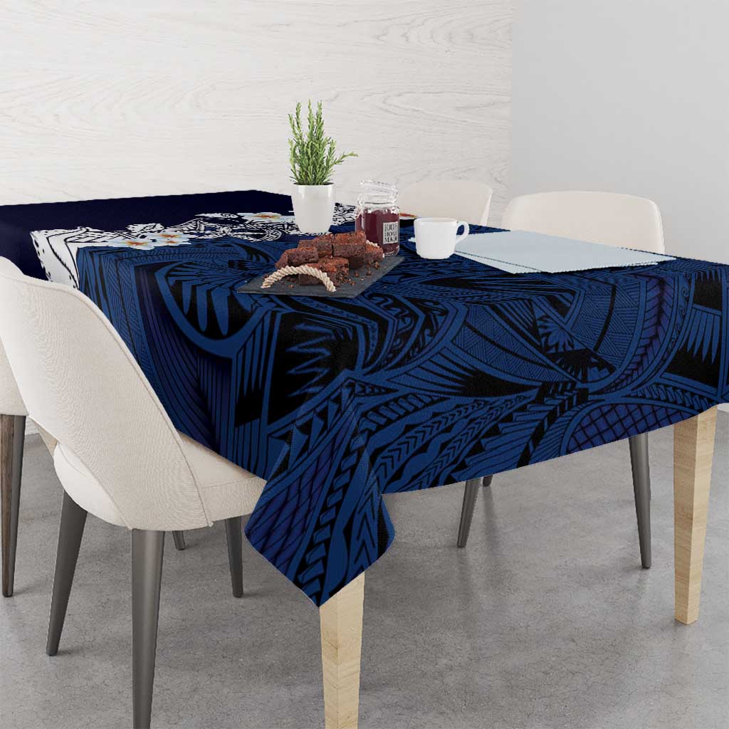 Blue Samoa Tattoo Tablecloth Plumeria Samoan Ocean Tatau Pattern - Polynesian Pride