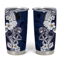 Blue Samoa Tattoo Tumbler Cup Plumeria Samoan Ocean Tatau Pattern - Polynesian Pride