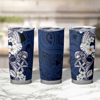 Blue Samoa Tattoo Tumbler Cup Plumeria Samoan Ocean Tatau Pattern - Polynesian Pride