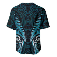Aotearoa Pounamu Niho Baseball Jersey Silver Fern Mix Maori Pattern - Turquoise LT14 - Polynesian Pride