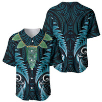 Aotearoa Pounamu Niho Baseball Jersey Silver Fern Mix Maori Pattern - Turquoise LT14 - Polynesian Pride