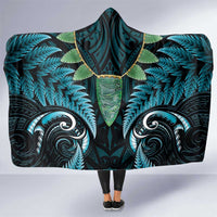 Aotearoa Pounamu Niho Hooded Blanket Silver Fern Mix Maori Pattern - Turquoise LT14 One Size Turquoise - Polynesian Pride