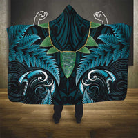 Aotearoa Pounamu Niho Hooded Blanket Silver Fern Mix Maori Pattern - Turquoise LT14 - Polynesian Pride