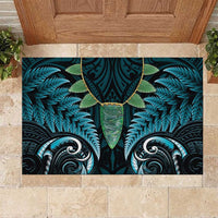 Aotearoa Pounamu Niho Rubber Doormat Silver Fern Mix Maori Pattern - Turquoise LT14 Turquoise - Polynesian Pride