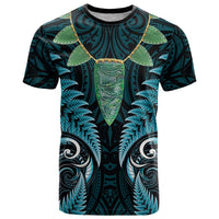 Aotearoa Pounamu Niho T Shirt Silver Fern Mix Maori Pattern - Turquoise LT14 Turquoise - Polynesian Pride