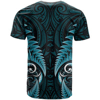 Aotearoa Pounamu Niho T Shirt Silver Fern Mix Maori Pattern - Turquoise LT14 - Polynesian Pride