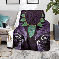 Aotearoa Pounamu Niho Blanket Silver Fern Mix Maori Pattern - Purple
