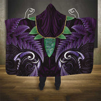 Aotearoa Pounamu Niho Hooded Blanket Silver Fern Mix Maori Pattern - Purple LT14 - Polynesian Pride