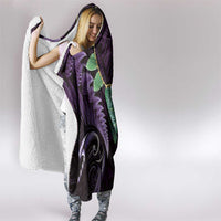 Aotearoa Pounamu Niho Hooded Blanket Silver Fern Mix Maori Pattern - Purple LT14 - Polynesian Pride