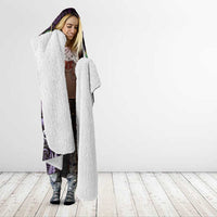 Aotearoa Pounamu Niho Hooded Blanket Silver Fern Mix Maori Pattern - Purple LT14 - Polynesian Pride