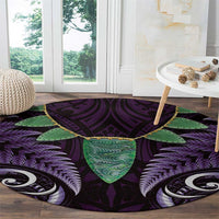 Aotearoa Pounamu Niho Round Carpet Silver Fern Mix Maori Pattern - Purple LT14 - Polynesian Pride