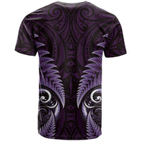 Aotearoa Pounamu Niho T Shirt Silver Fern Mix Maori Pattern - Purple LT14 - Polynesian Pride