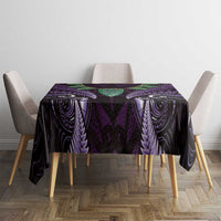 Aotearoa Pounamu Niho Tablecloth Silver Fern Mix Maori Pattern - Purple