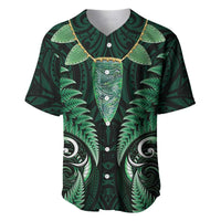 Aotearoa Pounamu Niho Baseball Jersey Silver Fern Mix Maori Pattern - Green LT14 Green - Polynesian Pride