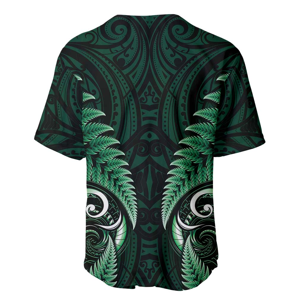 Aotearoa Pounamu Niho Baseball Jersey Silver Fern Mix Maori Pattern - Green LT14 - Polynesian Pride