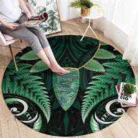 Aotearoa Pounamu Niho Round Carpet Silver Fern Mix Maori Pattern - Green LT14 - Polynesian Pride