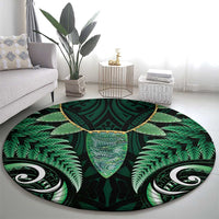 Aotearoa Pounamu Niho Round Carpet Silver Fern Mix Maori Pattern - Green LT14 - Polynesian Pride
