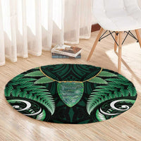 Aotearoa Pounamu Niho Round Carpet Silver Fern Mix Maori Pattern - Green LT14 - Polynesian Pride