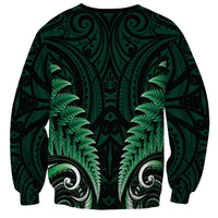 Aotearoa Pounamu Niho Sweatshirt Silver Fern Mix Maori Pattern - Green LT14 - Polynesian Pride