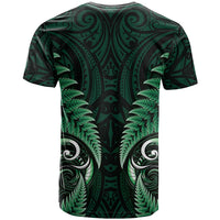 Aotearoa Pounamu Niho T Shirt Silver Fern Mix Maori Pattern - Green LT14 - Polynesian Pride