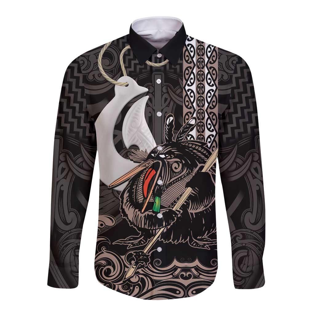 Aotearoa Hei Matau Long Sleeve Button Shirt Haka Kiwi Mix Maori Mangopare
