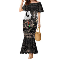 Aotearoa Hei Matau Mermaid Dress Haka Kiwi Mix Maori Mangopare LT14 Women Black - Polynesian Pride