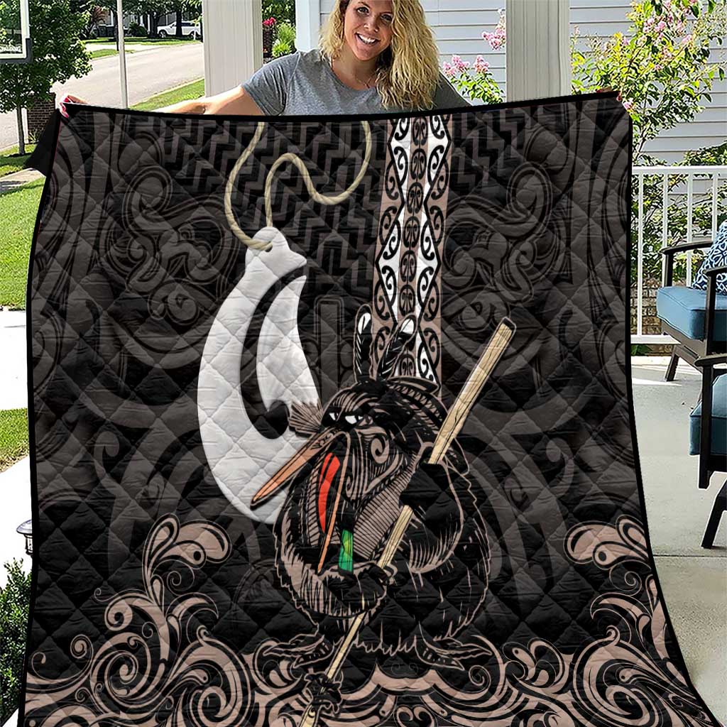 Aotearoa Hei Matau Quilt Haka Kiwi Mix Maori Mangopare LT14 Black - Polynesian Pride