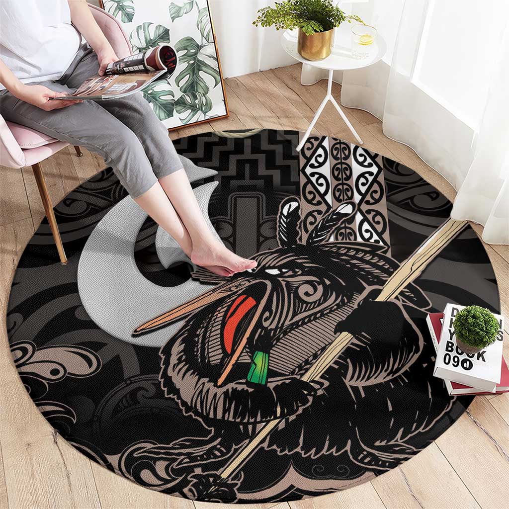 Aotearoa Hei Matau Round Carpet Haka Kiwi Mix Maori Mangopare LT14 - Polynesian Pride