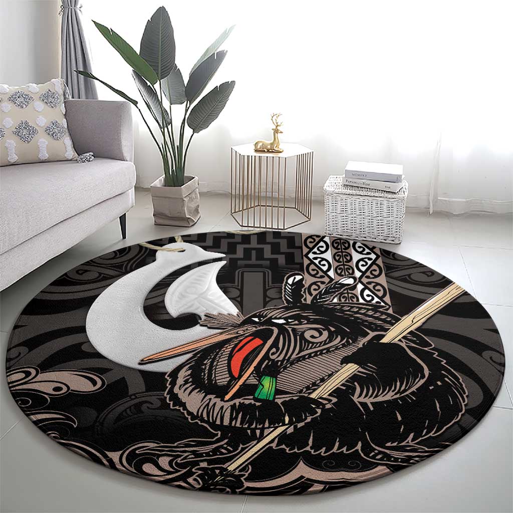 Aotearoa Hei Matau Round Carpet Haka Kiwi Mix Maori Mangopare LT14 - Polynesian Pride