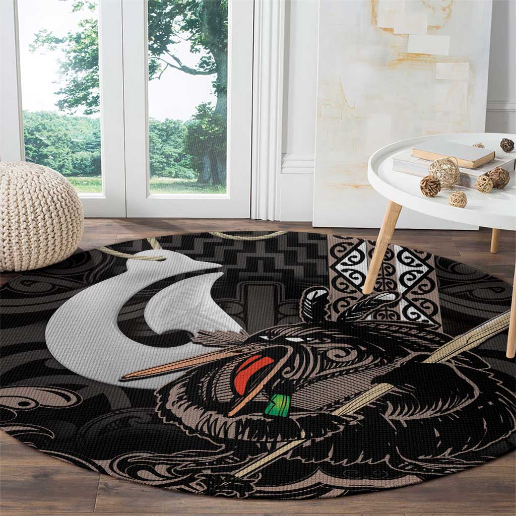 Aotearoa Hei Matau Round Carpet Haka Kiwi Mix Maori Mangopare LT14 - Polynesian Pride