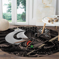 Aotearoa Hei Matau Round Carpet Haka Kiwi Mix Maori Mangopare LT14 - Polynesian Pride
