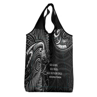 New Zealand Tiki Tennis Grocery Bag Aotearoa Tenehi Maori Silver Fern - Black