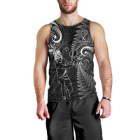 Custom New Zealand Tiki Tennis Men Tank Top 2024 Aotearoa Tenehi Maori Silver Fern - Black LT14 - Polynesian Pride