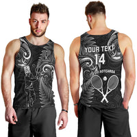 Custom New Zealand Tiki Tennis Men Tank Top 2024 Aotearoa Tenehi Maori Silver Fern - Black LT14 - Polynesian Pride