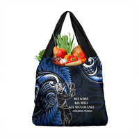 New Zealand Tiki Tennis Grocery Bag Aotearoa Tenehi Maori Silver Fern - Blue
