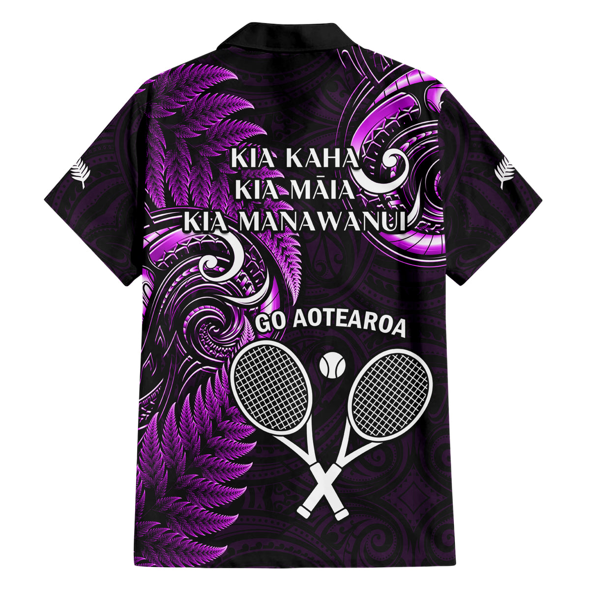 New Zealand Tiki Tennis Family Matching Short Sleeve Bodycon Dress and Hawaiian Shirt 2024 Aotearoa Tenehi Maori Silver Fern - Purple LT14 - Polynesian Pride