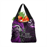 New Zealand Tiki Tennis Grocery Bag Aotearoa Tenehi Maori Silver Fern - Purple