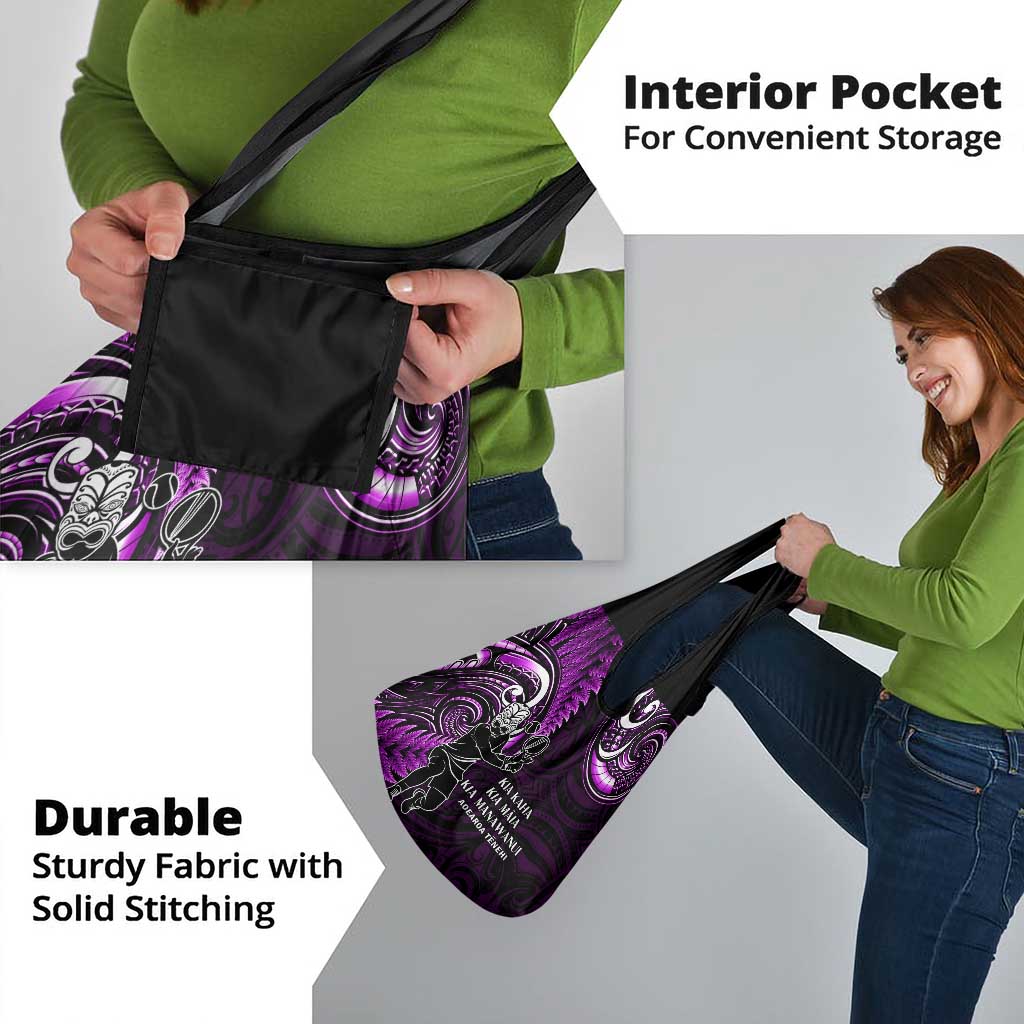 New Zealand Tiki Tennis Grocery Bag Aotearoa Tenehi Maori Silver Fern - Purple