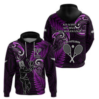 New Zealand Tiki Tennis Zip Hoodie 2024 Aotearoa Tenehi Maori Silver Fern - Purple LT14 - Polynesian Pride