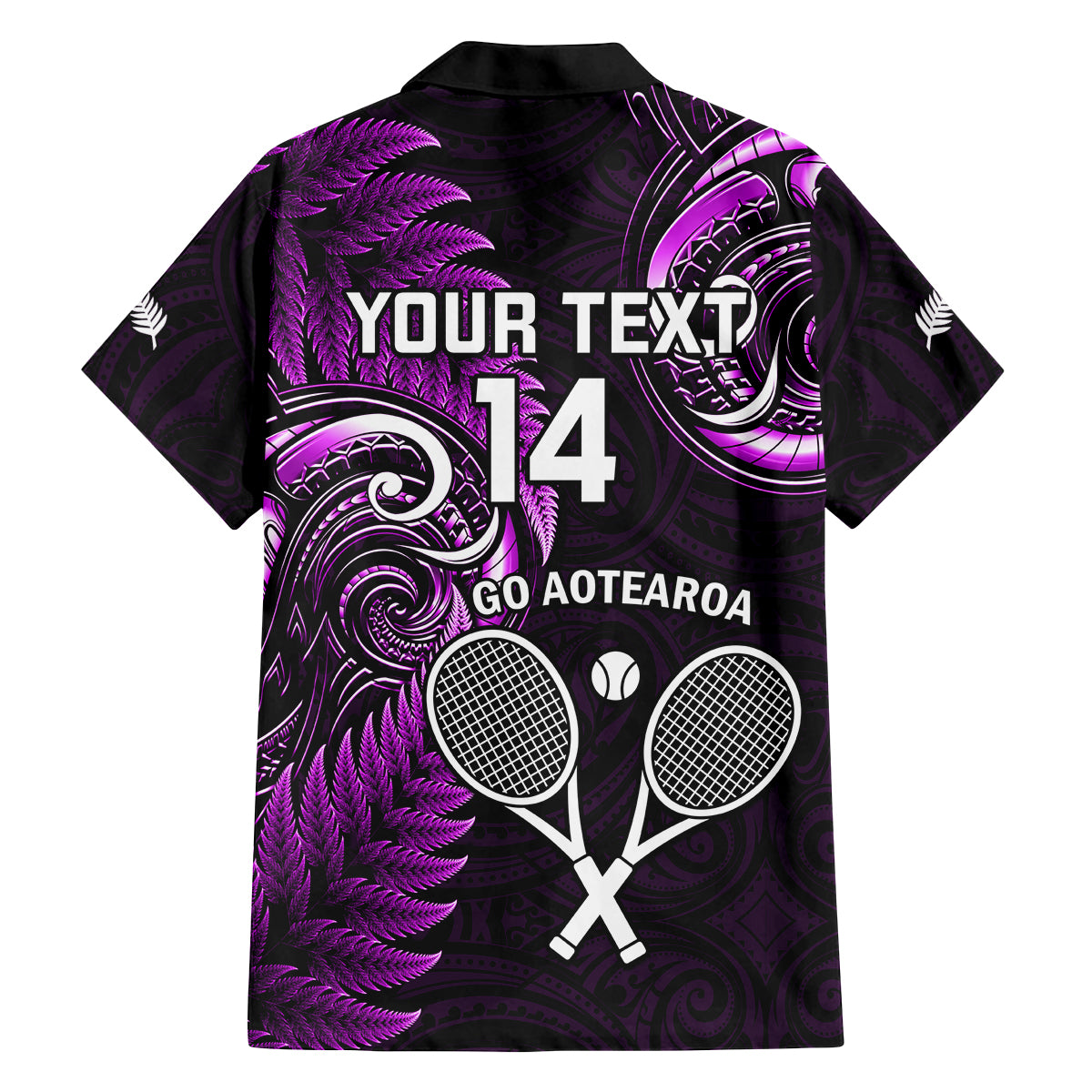 Custom New Zealand Tiki Tennis Family Matching Puletasi and Hawaiian Shirt 2024 Aotearoa Tenehi Maori Silver Fern - Purple LT14 - Polynesian Pride