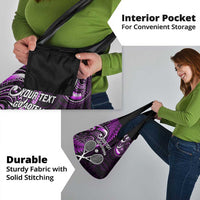 Custom New Zealand Tiki Tennis Grocery Bag Aotearoa Tenehi Maori Silver Fern - Purple
