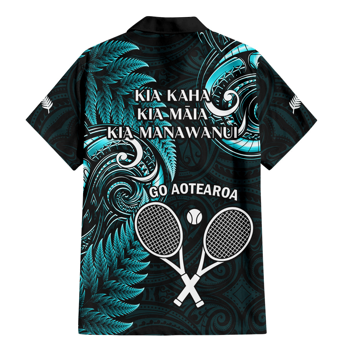 New Zealand Tiki Tennis Family Matching Mermaid Dress and Hawaiian Shirt 2024 Aotearoa Tenehi Maori Silver Fern - Turquoise LT14 - Polynesian Pride