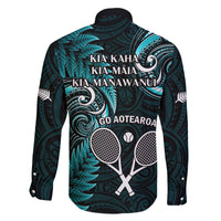 New Zealand Tiki Tennis Family Matching Summer Maxi Dress and Hawaiian Shirt 2024 Aotearoa Tenehi Maori Silver Fern - Turquoise LT14 - Polynesian Pride