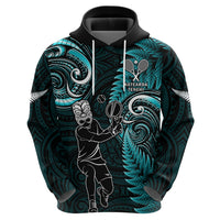 New Zealand Tiki Tennis Zip Hoodie 2024 Aotearoa Tenehi Maori Silver Fern - Turquoise LT14 - Polynesian Pride