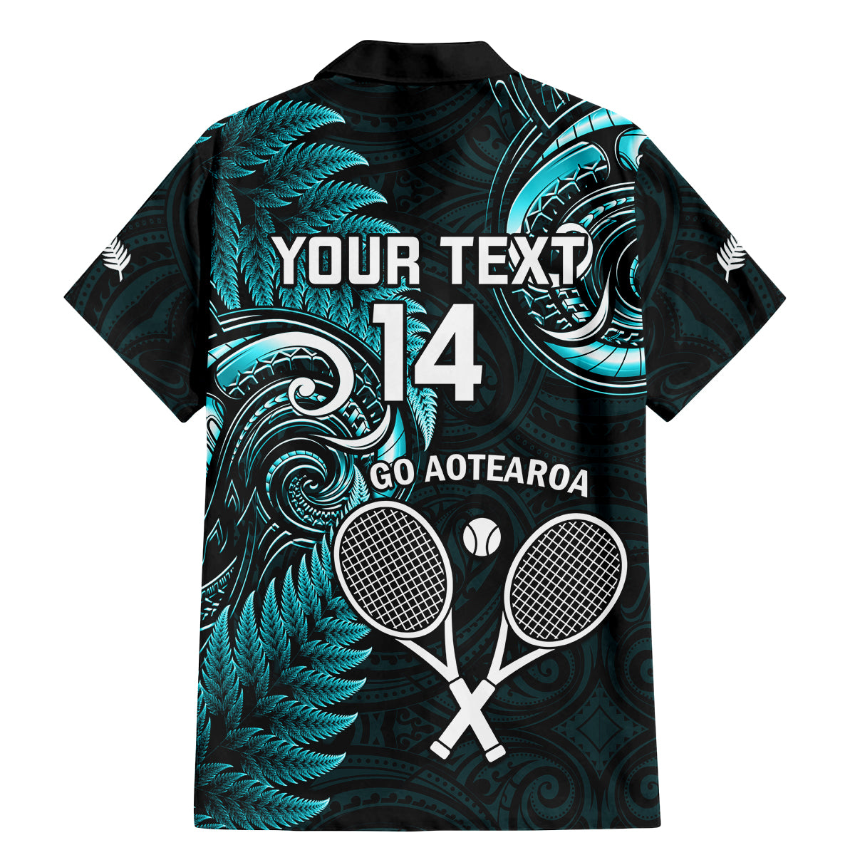 Custom New Zealand Tiki Tennis Family Matching Mermaid Dress and Hawaiian Shirt 2024 Aotearoa Tenehi Maori Silver Fern - Turquoise LT14 - Polynesian Pride