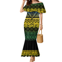 Halo Olaketa Solomon Islands Family Matching Mermaid Dress and Hawaiian Shirt Melanesian Tribal Pattern Gradient Version LT14 Mom's Dress Black - Polynesian Pride