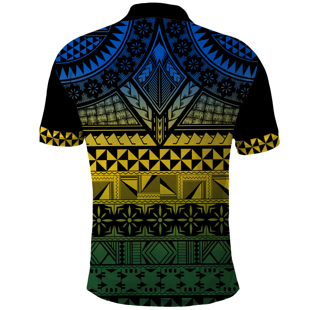 Halo Olaketa Solomon Islands Polo Shirt Melanesian Tribal Pattern Gradient Version LT14 - Polynesian Pride
