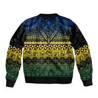 Halo Olaketa Solomon Islands Sleeve Zip Bomber Jacket Melanesian Tribal Pattern Gradient Version LT14 - Polynesian Pride