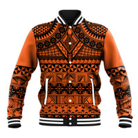 Halo Olaketa Solomon Islands Baseball Jacket Melanesian Tribal Pattern Orange Version LT14 Unisex Orange - Polynesian Pride